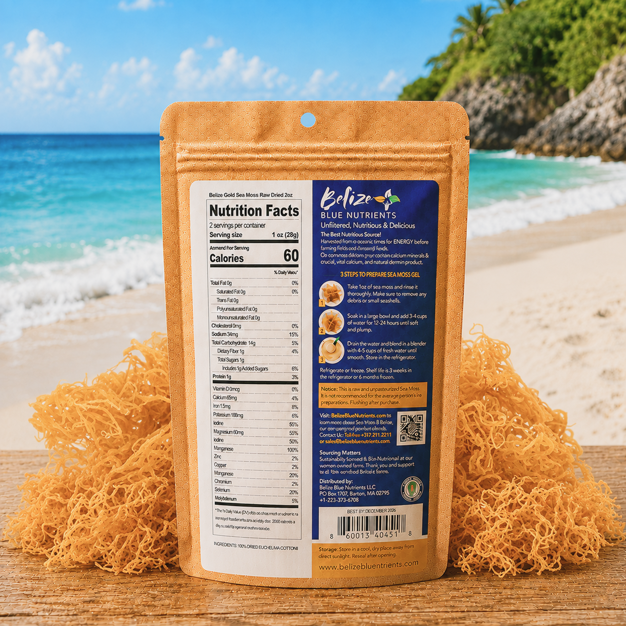 Belize Gold Sea Moss - Raw Dried (Eucheuma Cottonii)