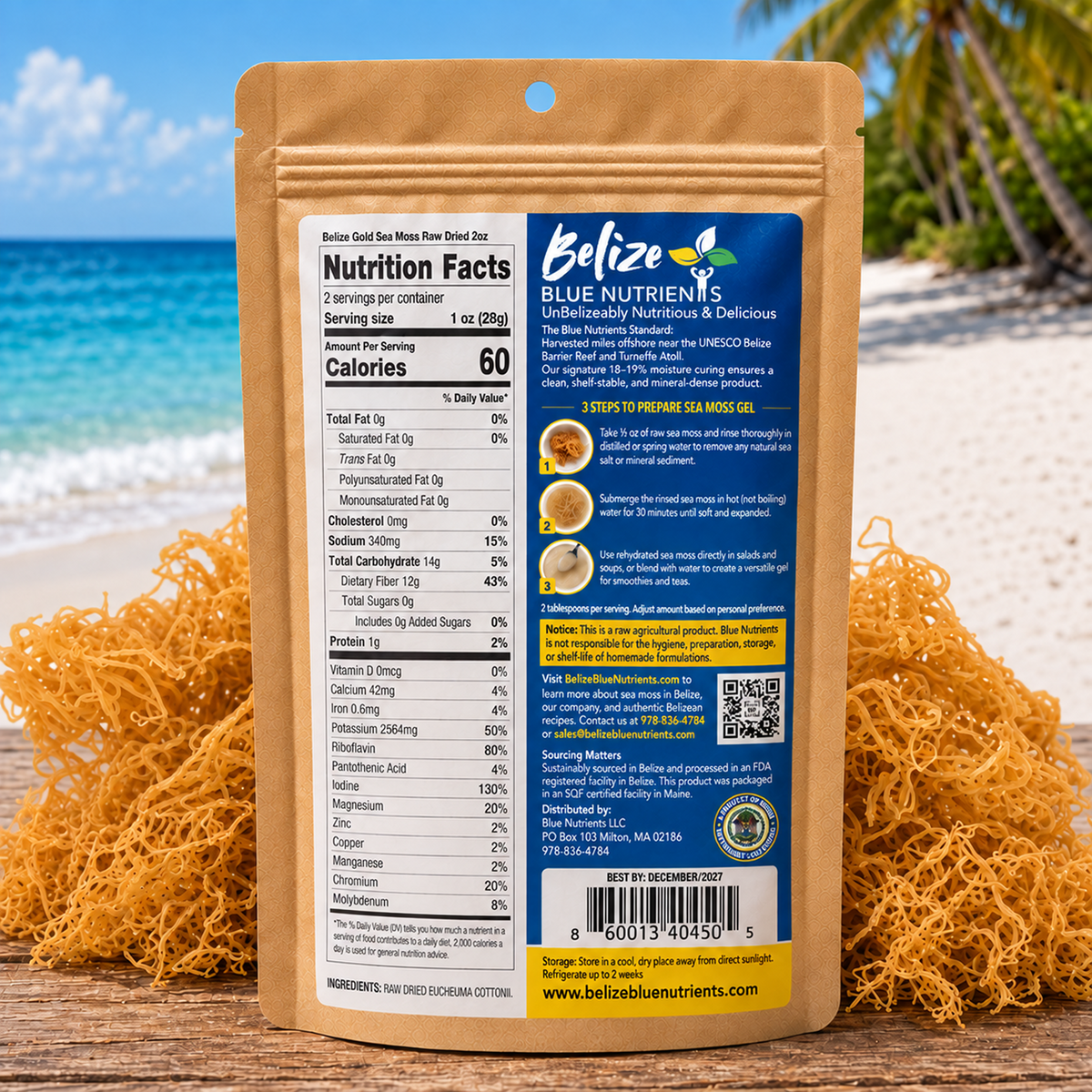 Belize Gold Sea Moss - Raw Dried (Eucheuma Cottonii)