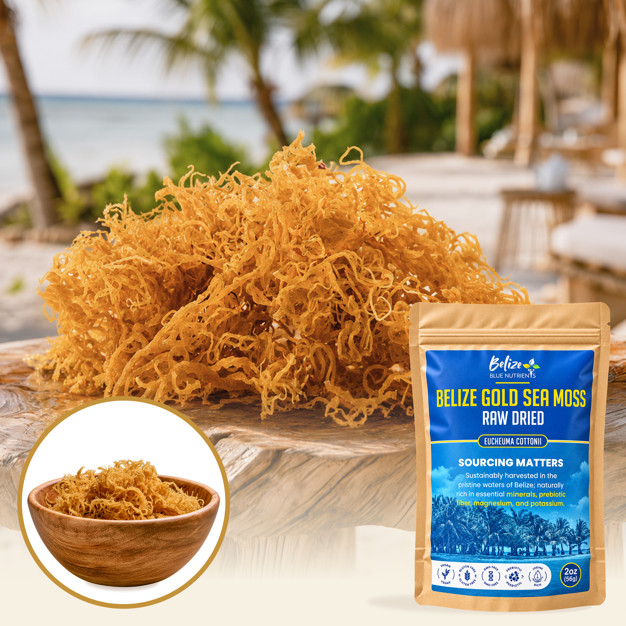 Belize Gold Sea Moss - Raw Dried (Eucheuma Cottonii)